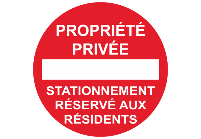 Sticker Panneau Propriété Privée Stationnement Réservé aux Résidents