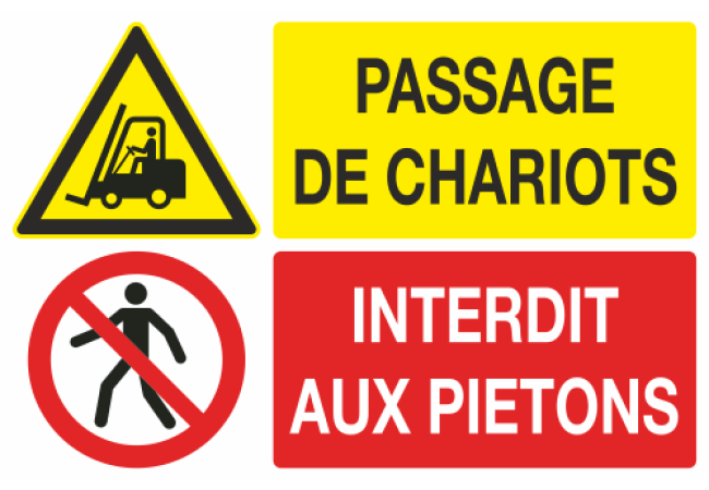 Panneau Passage de chariots interdit aux piétons
