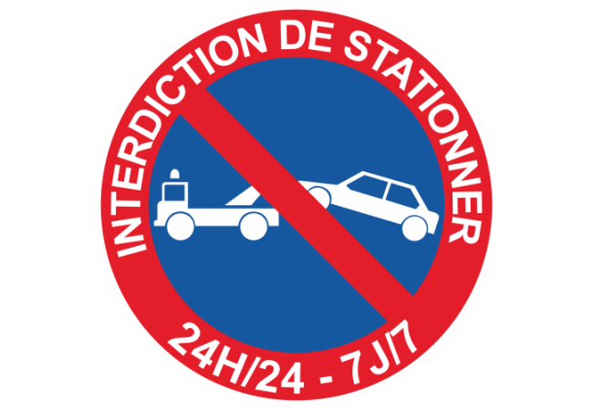Sticker Panneau Interdiction de Stationner 24H/24 - 7J/7 Dépanneuse 2