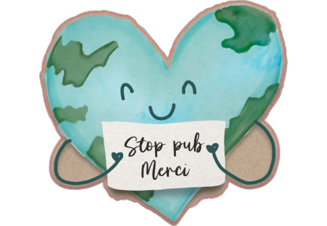 Sticker STOP PUB coeur planète
