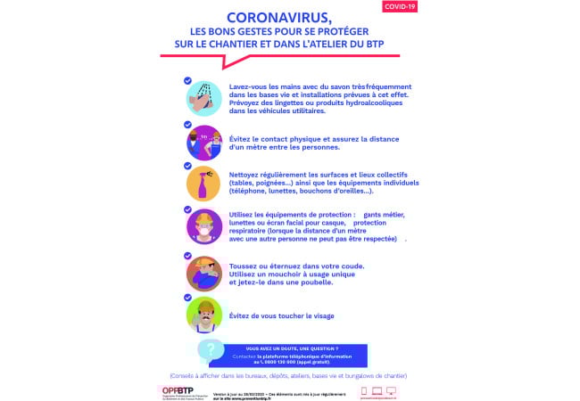 Autocollant Consignes COVID-19 BTP