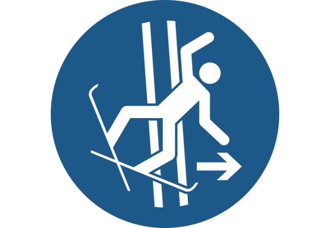 M035- ISO 7010 - Panneau Quitter immédiatement la piste de remontée en cas de chute