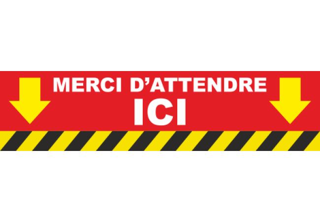 Autocollant Merci d'attendre ici COVID19