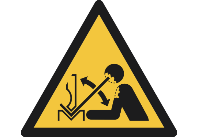 W032- ISO 7010 - Panneau Danger, Déplacement rapide de la pièce à mettre en forme dans une presse plieuse