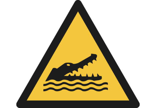 W067- ISO 7010 - Panneau Danger, Crocodiles, alligators ou caïmans