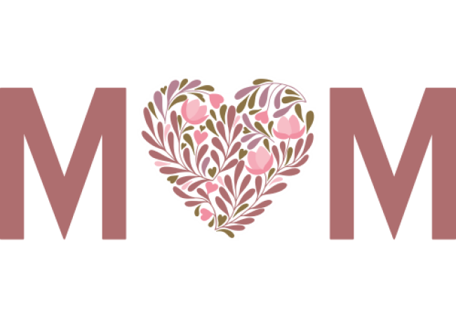 Sticker Mom lettrage fleurs roses