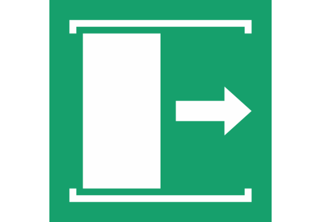 E033 - ISO 7010 - Panneau Faire coulisser la porte vers la droite pour ouvrir