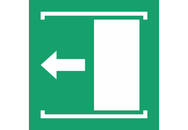 E034 - ISO 7010 - Panneau Faire coulisser la porte vers la gauche pour ouvrir