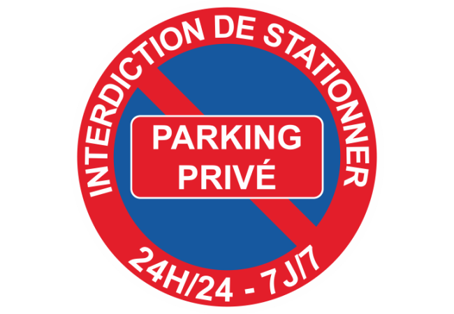 Sticker Panneau Interdiction de Stationner Parking Privé Rouge