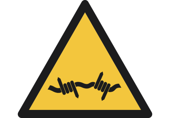 W033- ISO 7010 - Panneau Danger, Fil barbelé