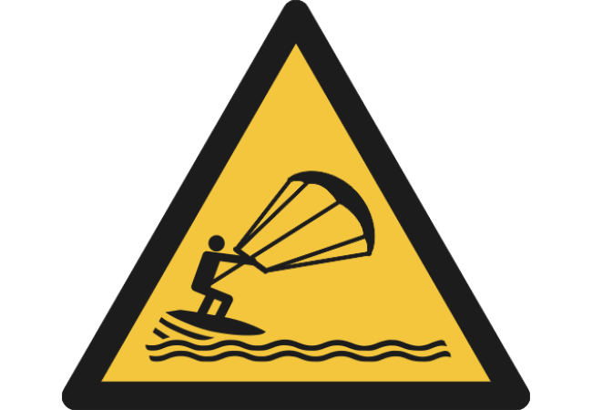 W062- ISO 7010 - Panneau Danger, Pratique du kitesurf