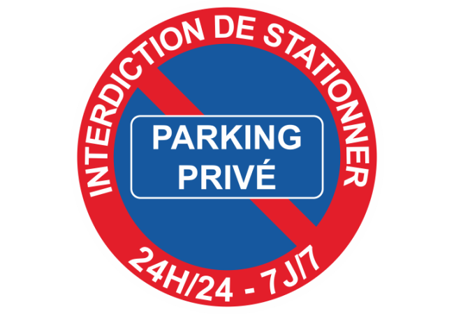 Sticker Panneau Interdiction de Stationner Parking Privé Bleu
