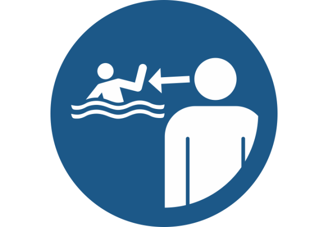 M054- ISO 7010 - Panneau Surveiller les enfants en environnement aquatique