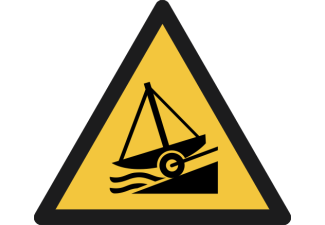 W044- ISO 7010 - Panneau Danger, Rampe de mise à l’eau