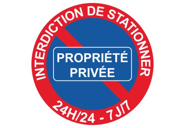 Sticker Panneau Interdiction de Stationner Propriété Privée Bleu