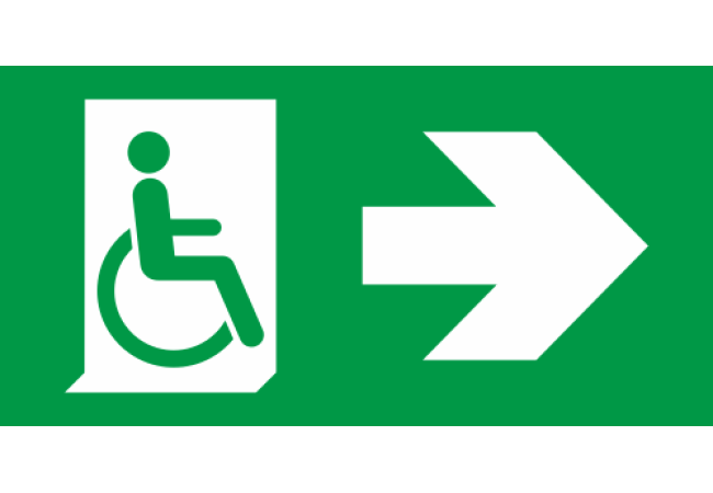 Panneau Sortie de decours handicapé droite