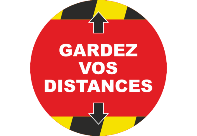 Autocollant rond gardez vos distances COVID19