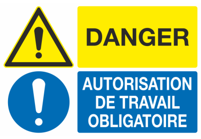 Panneau Danger Autorisation de travail obligatoire