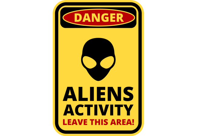 Autocollant Panneau Danger Alien