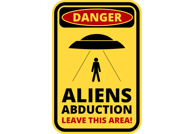 Autocollant Panneau Danger Alien Enlèvement