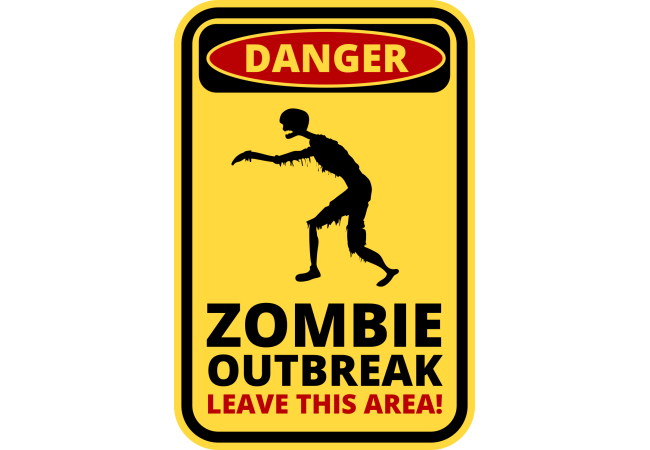 Autocollant Panneau Danger Zombie