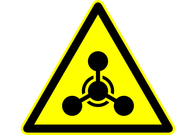 Autocollant Panneau Danger Arme Chimique