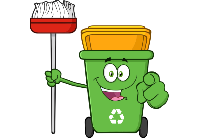 Autocollant Poubelle Respect Environnement Et Recyclage Balai 