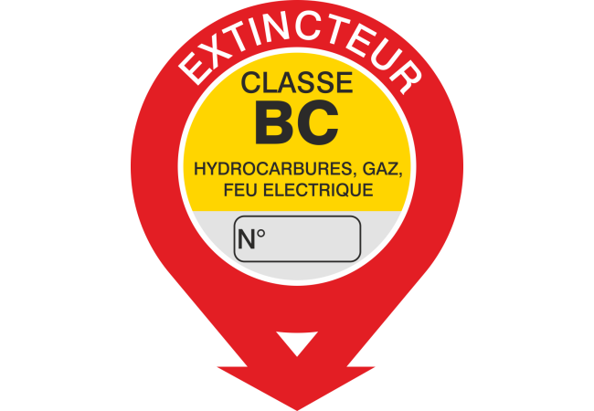 Autocollant Signalisation Extincteur Classe Bc