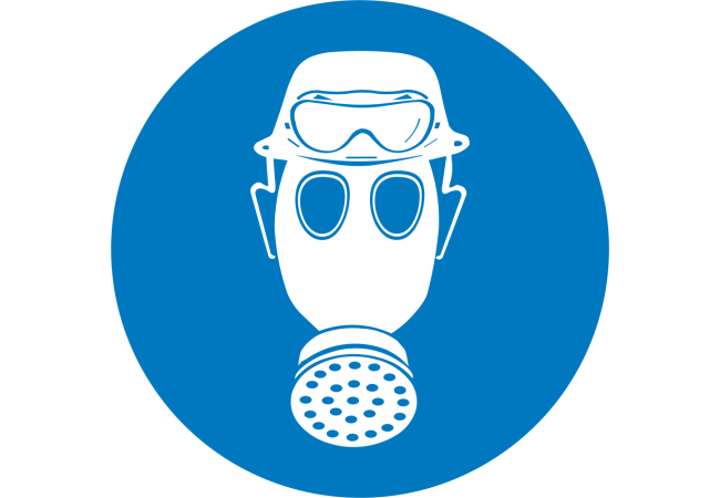 Autocollant Obligation Protéger Tête Et Voies Respiratoires Lunette Contre Acide