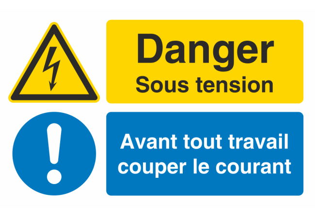 Autocollant Obligation Danger Sous Tension Couper Courant