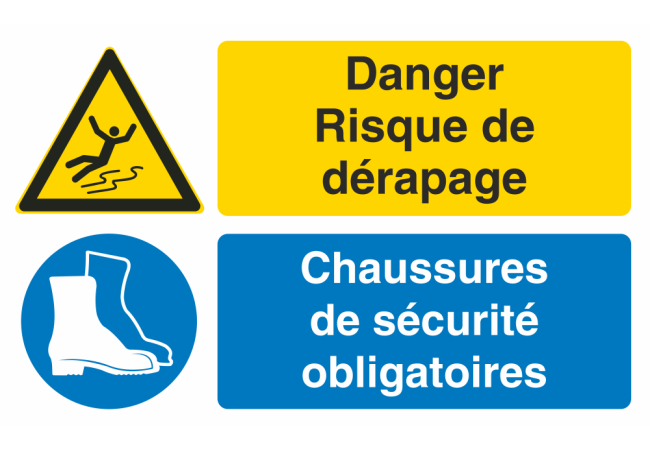 Autocollant Obligation Danger Dérapage Port Chaussure Securité
