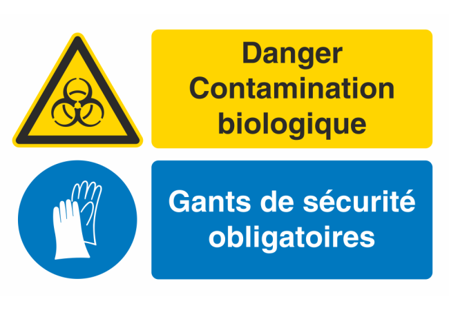 Autocollant Obligation Danger Contamination Port Gant