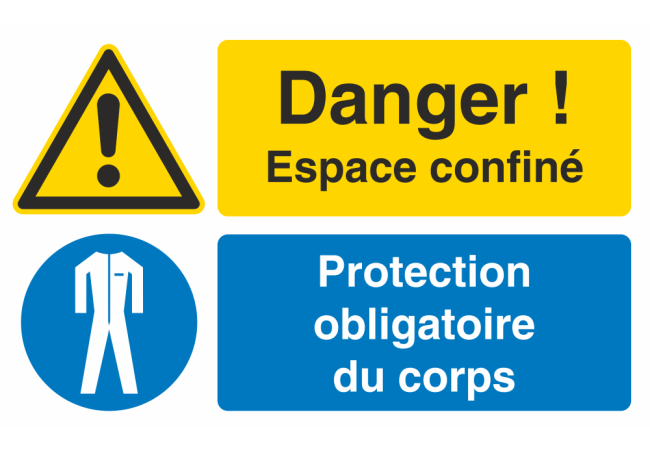 Autocollant Espace Confiné / Protection Obligatoire Du Corps