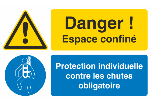 Autocollant Espace Confiné / Protection Individuelle Contre Les Chutes Obligatoire
