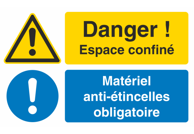 Autocollant Espace Confiné / Matériel Anti-étincelles Obligatoire