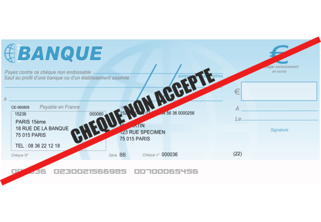 Autocollant Logo Chèque Non Accepté