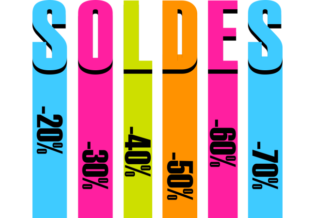 Autocollant Soldes Couleurs Bandes