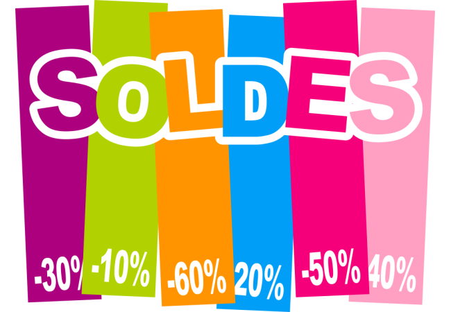 Autocollant Soldes Couleurs Bandes 2