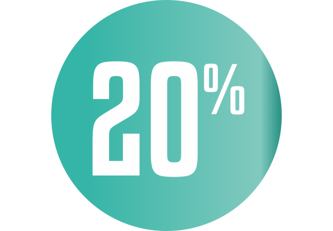 Autocollant Soldes 20% Cercle Bleu