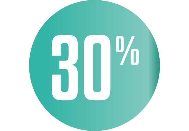 Autocollant Soldes 30% Cercle Bleu