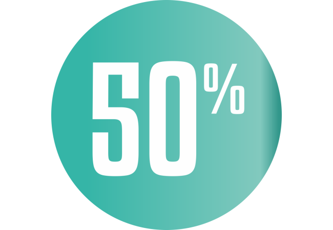 Autocollant Soldes 50% Cercle Bleu