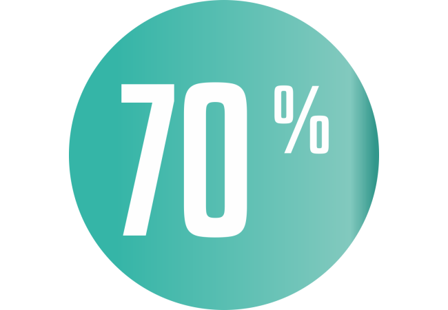 Autocollant Soldes 70% Cercle Bleu