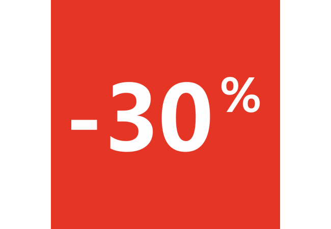 Autocollant Soldes 30% Carré Rouge