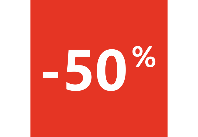 Autocollant Soldes 50% Carré Rouge