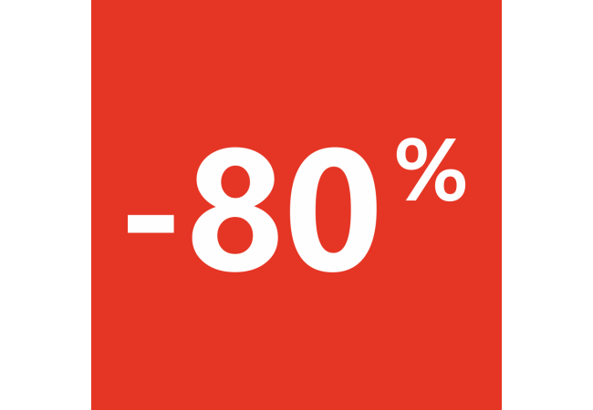 Autocollant Soldes 80% Carré Rouge