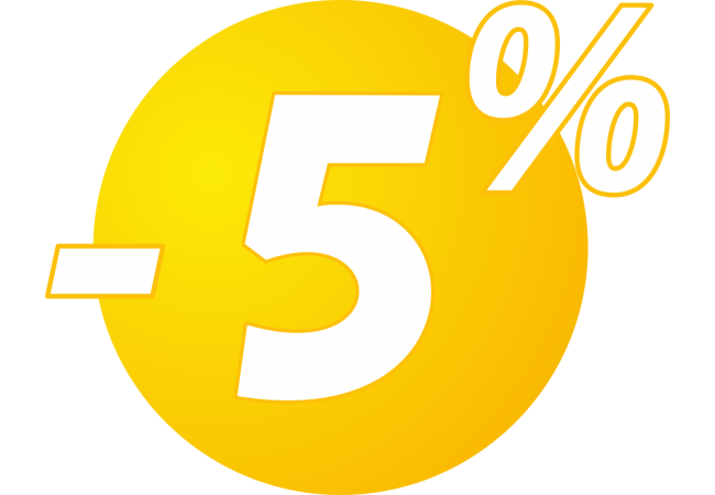 Autocollant Soldes 5% Bulles Jaunes