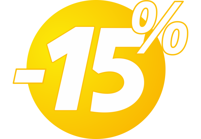 Autocollant Soldes 15% Bulles Jaunes