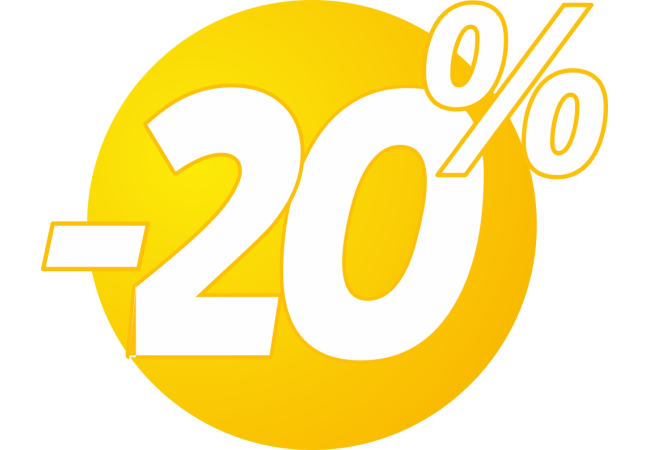 Autocollant Soldes 20% Bulles Jaunes
