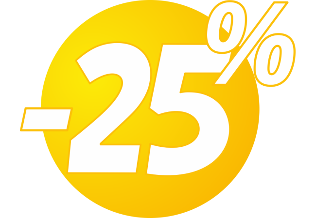 Autocollant Soldes 25% Bulles Jaunes