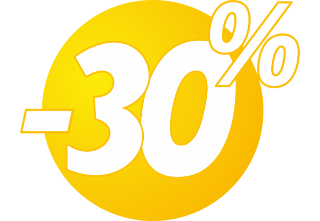 Autocollant Soldes 30% Bulles Jaunes